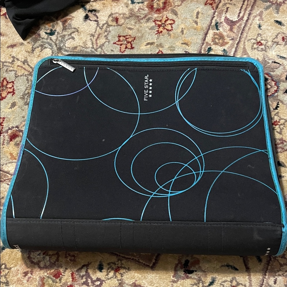 Five Star Black Binder with Blue Circles